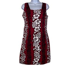 Vintage Royal Creations Hawaii Muumuu Dress Womens L Red Mumu Floral Hawaiian